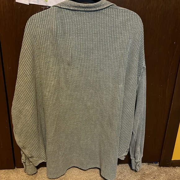 free people one scout waffle-knit button down - Picture 3 of 3